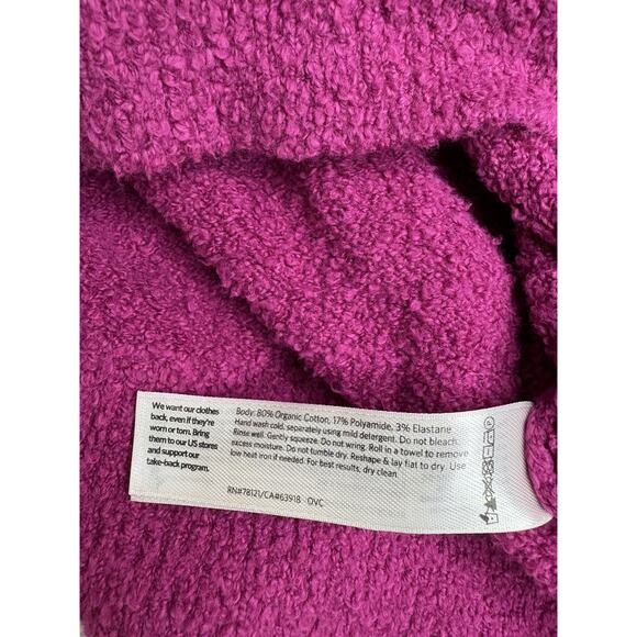 Eileen Fisher Organic Cotton Boucle Raspberry Pink Sweater Oversized Small - Picture 6 of 6